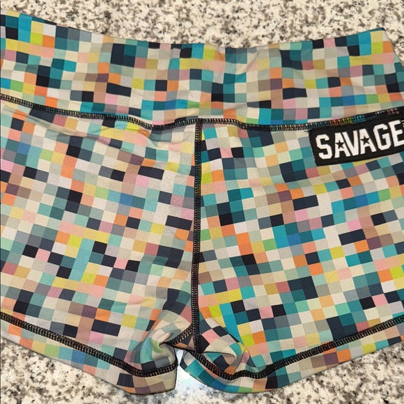 Savage Barbell Pixelated Women's Athletic Shorts - Picture 3 of 4